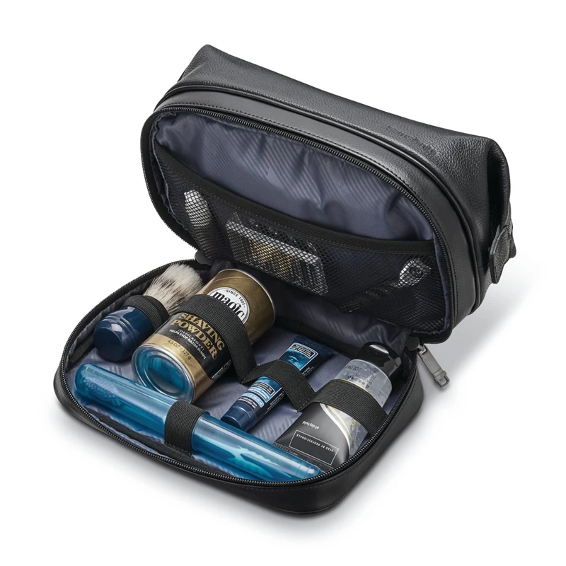 Samsonite Klassische Leder Zip Bottom Travel Kit Toilettenartikel & Kosmetiksets Schwarz | DE5476903