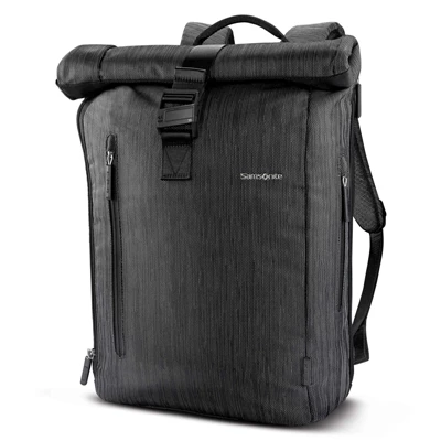 Samsonite SXK Rolltop Backpack Laptop Rucksack Black/Silver | DE8702394